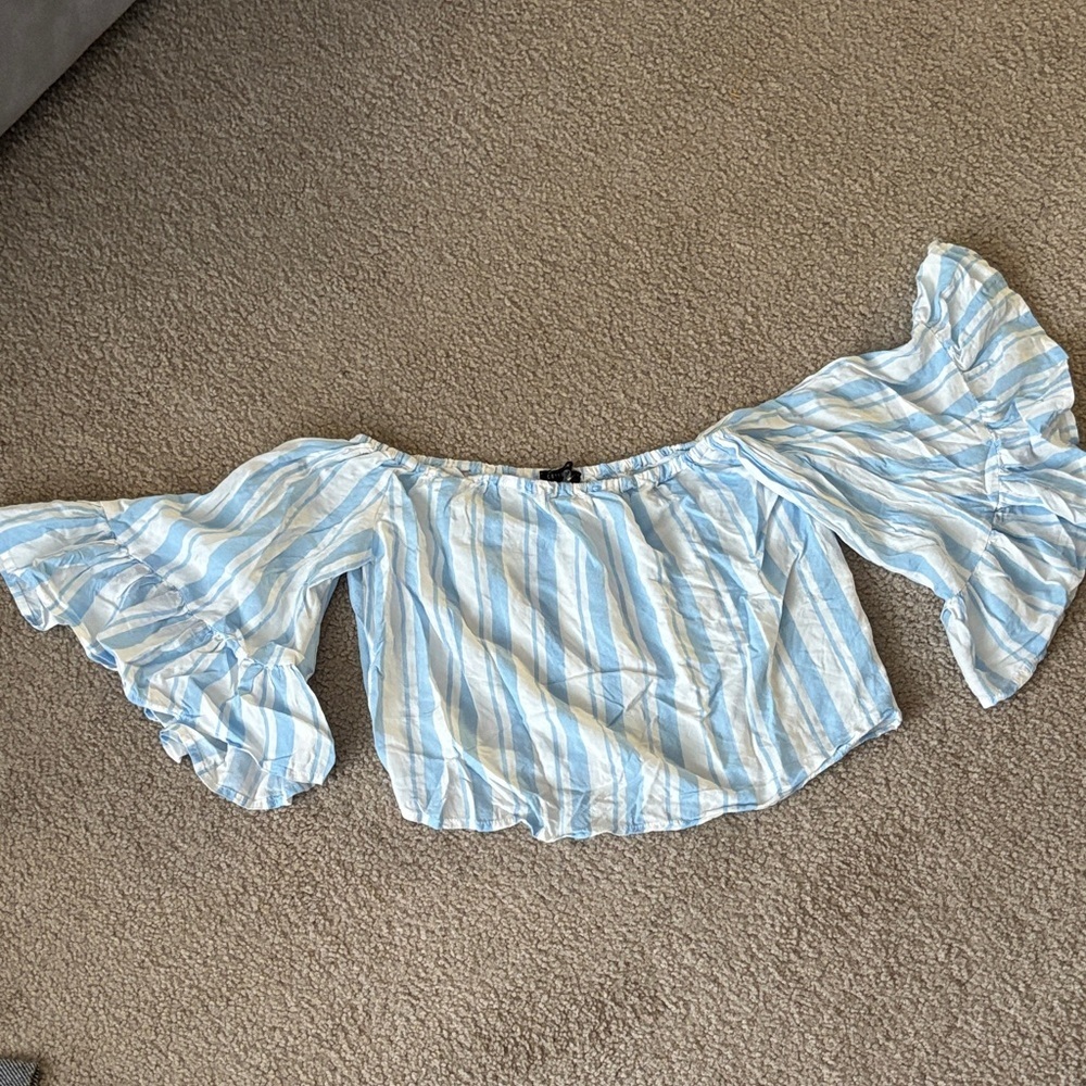 Cotton On Blue Striped Off-Shoulder Top size XS